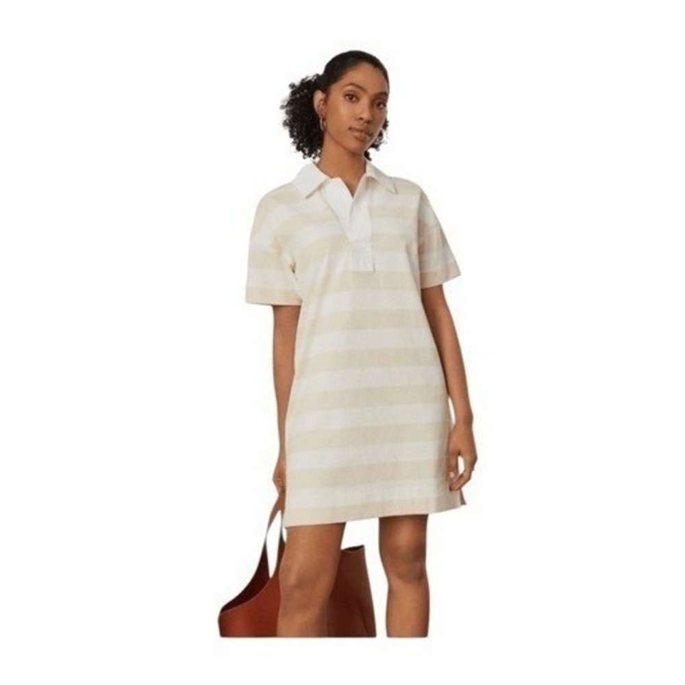 Everlane Cream & White Striped Polo Mini Dress
